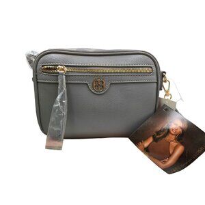 Iman Clutch Crossbody Frost Grey Bag With Tassel & Gold Accents With Tags